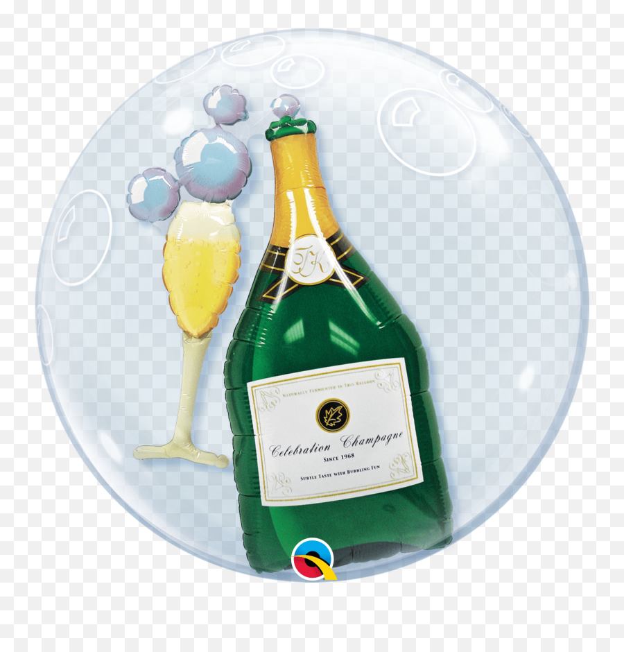 24 Bubbly Champagne Double Bubble Balloon - Champagne Bottle And Glass Emoji,Champagne Bottle Emoji