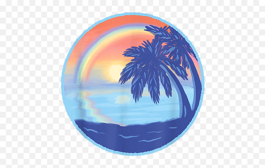 Palm Tree Beach Sunset With Rainbow Watercolor Tank Top For Emoji,Palm Tree Emoji For Facebook