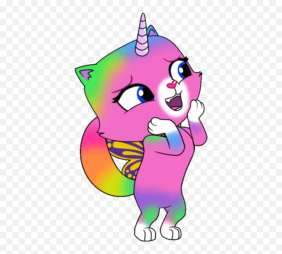 Gif By Ethan Shaw Rainbow Clip Art - Cloudygif La Gata Unicornio Mariposa Arcoiris Vs Unikitty Emoji,Pregnant Emoji App