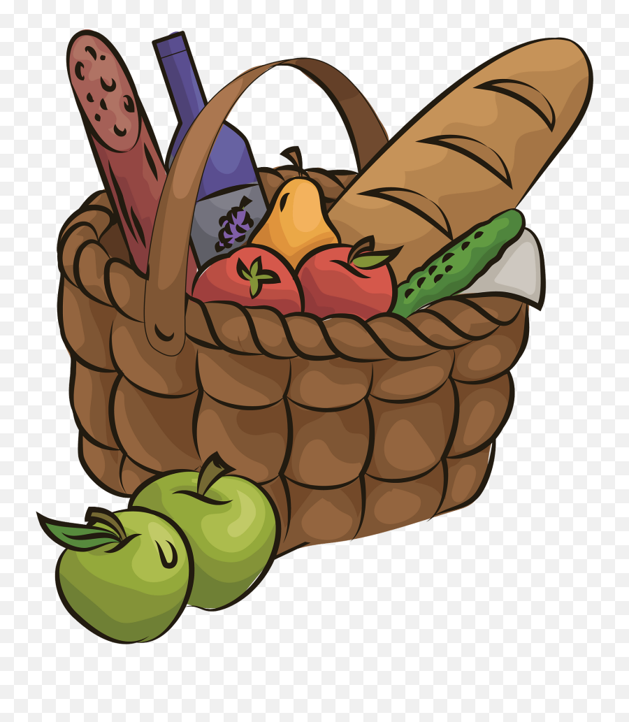 Picnic Basket Clipart - Food In A Basket Clipart Emoji,Basket Emoji