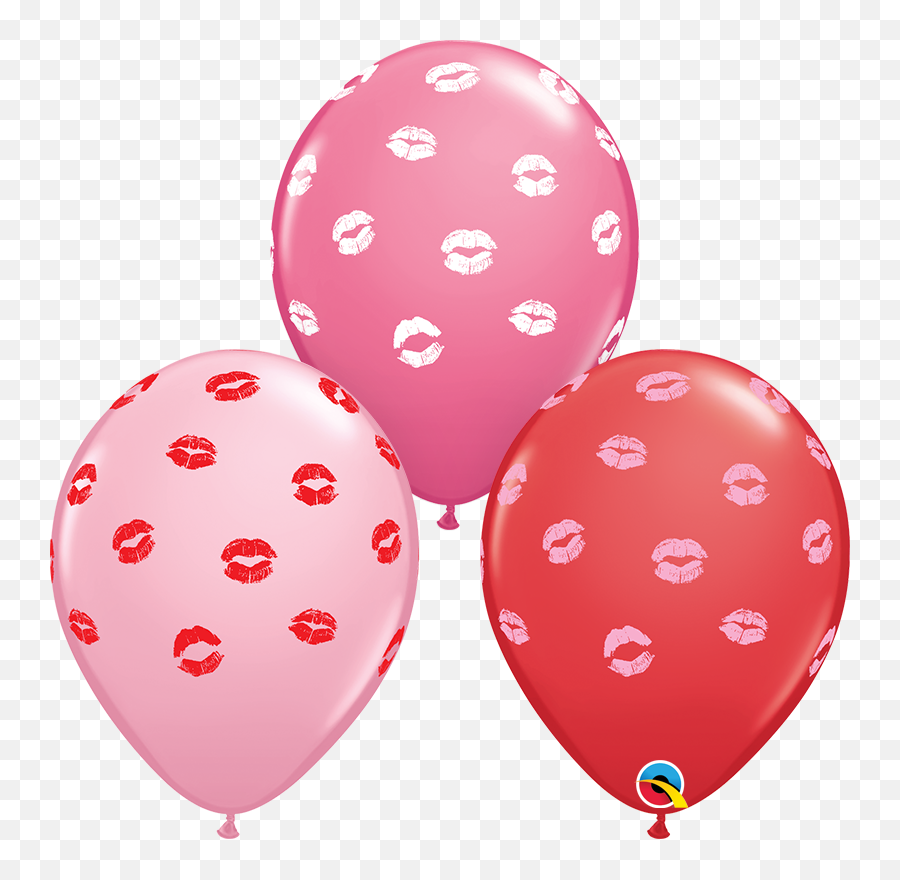 Kissy Lips Red U0026 Pink 11 Latex Balloons 6pk - Mermaid Latex Balloon Emoji,Girl Lipstick And Dress Emoji