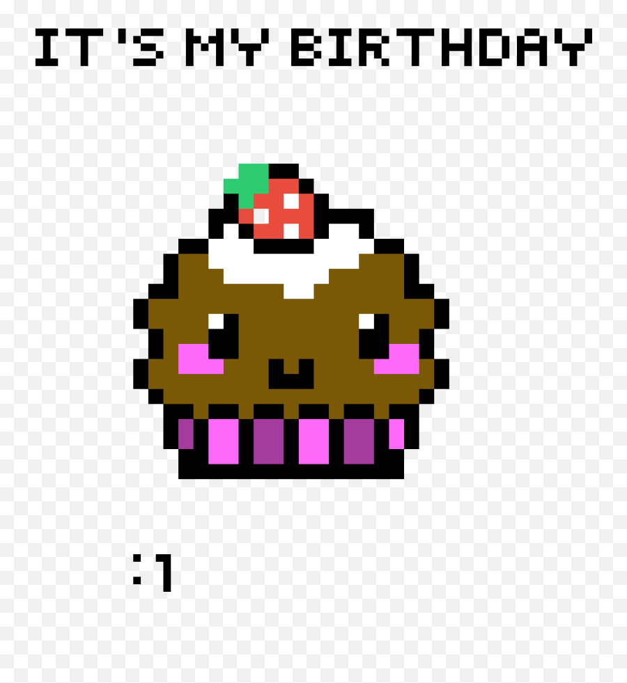 Pixilart - Its My Birthday By Fnacubingyt Pixel Art Images Cupcake Emoji,Birthday Text Using Emoticon
