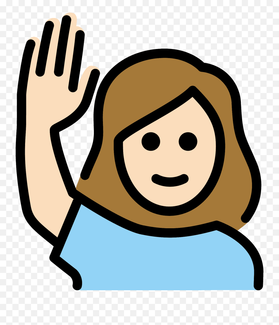 Light Skin Tone - Frau Clipart Emoji,Emoji Rasing Hand