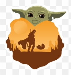Star Wars Mandalorian And Baby Yoda - Mandalorian Baby Yoda Png Transparent Emoji,Star Wars Emoji Yoda