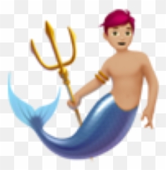 Mermaid Merman Man Emoji Sticker - Merman Light Skin Emoji,Mermaid Emoji