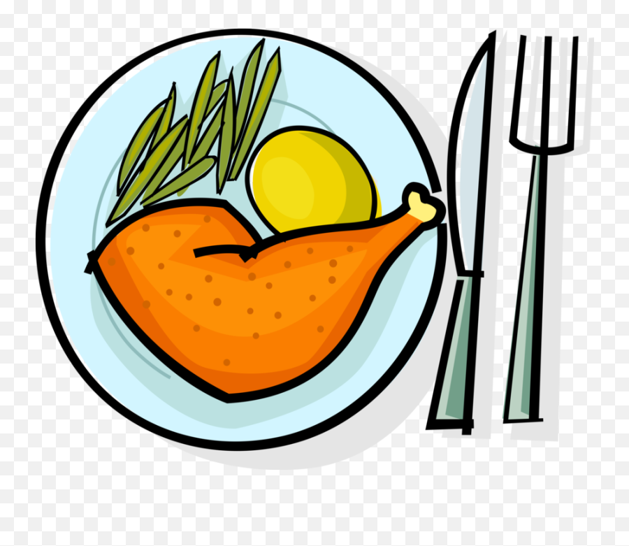 Vector Illustration Of Roast Chicken - Chicken Dinner Clipart Emoji,Chicken Leg Emoji