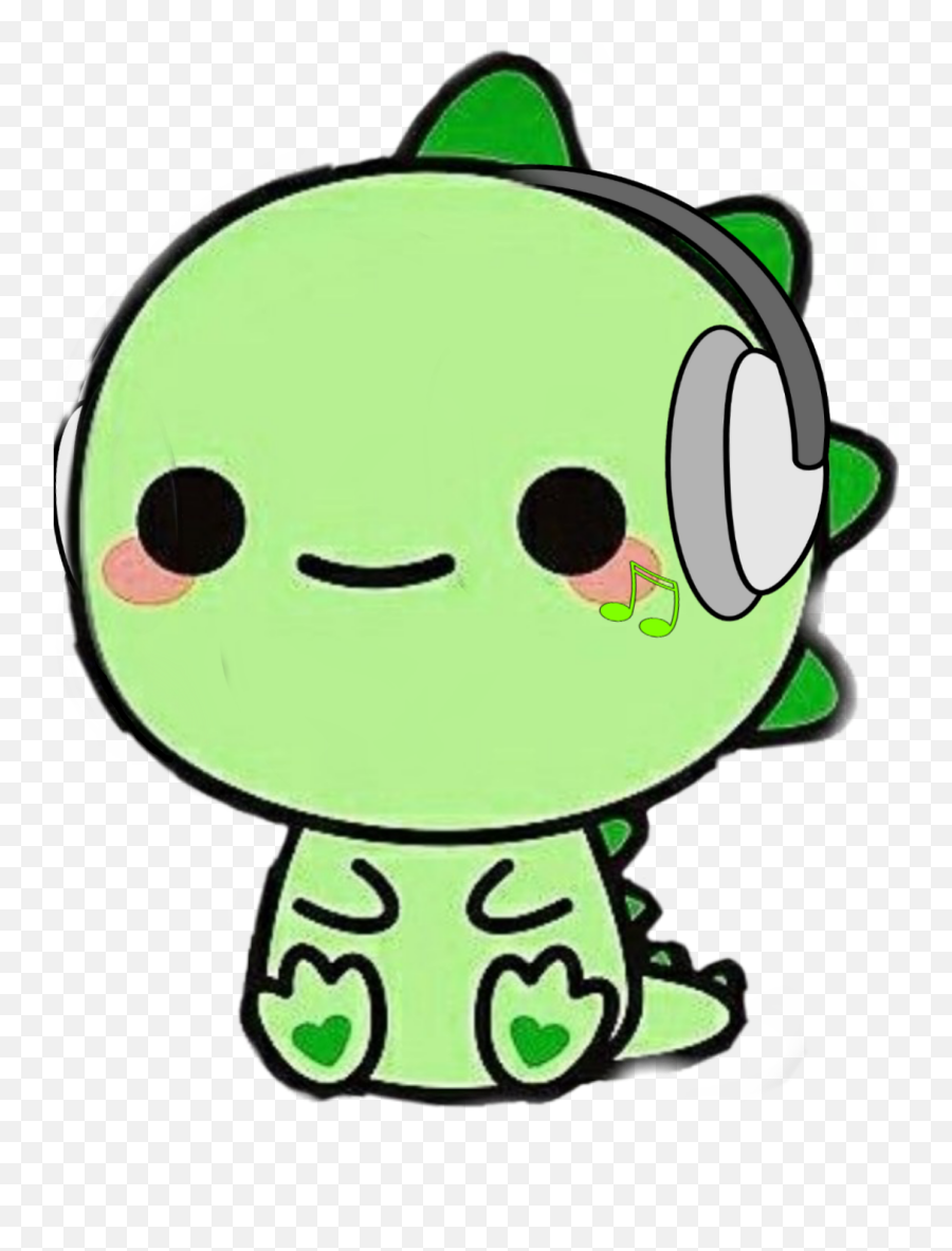 Dinosaur Babydino Headphones Sticker - Kawaii Dinosaur Emoji,Emoji Wearing Headphones