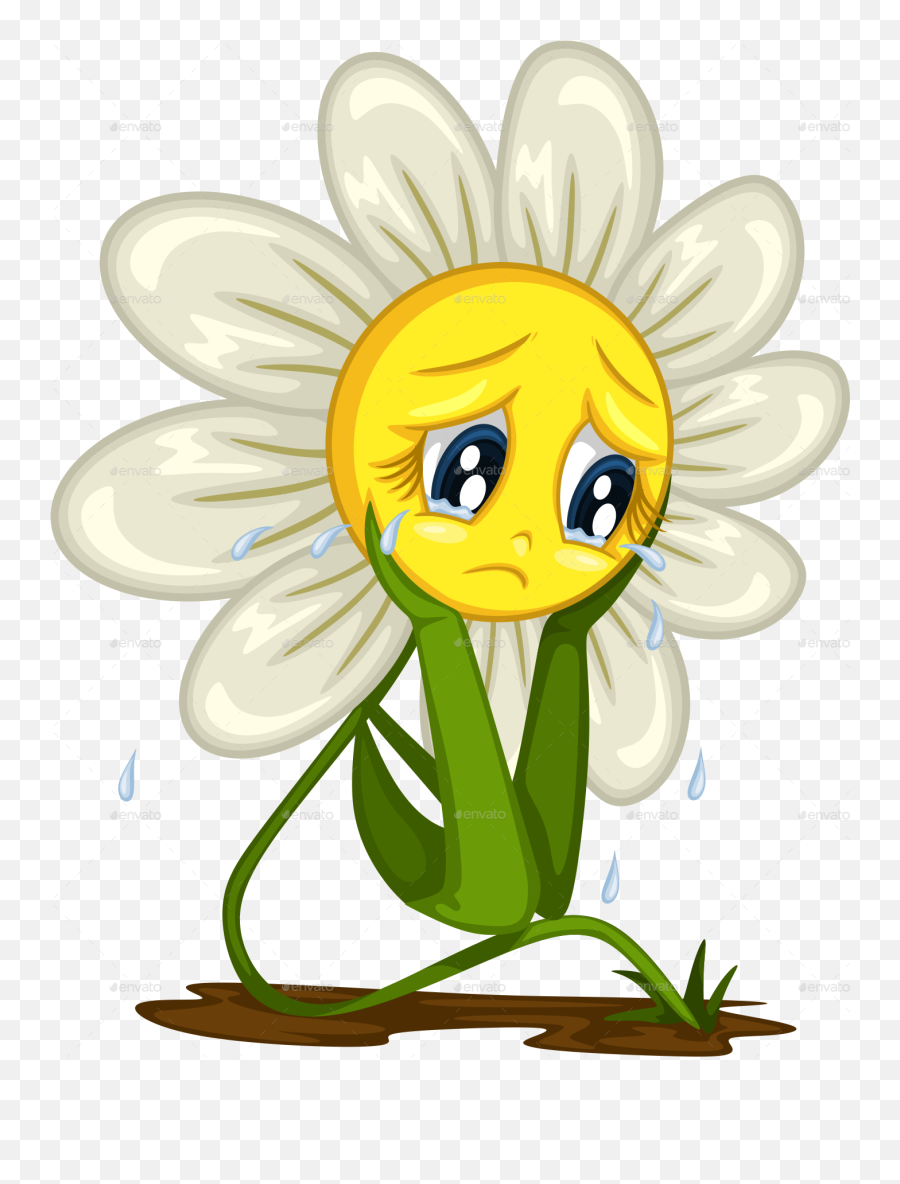 Cartoon Daisy Stickers For Different - Cartoon Flower With Facew Emoji,Singing Emoji Commercial