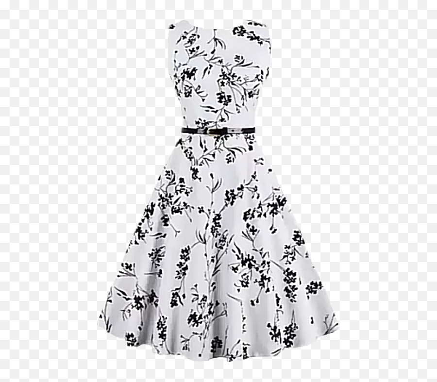 Kleid Dress Schwarzweiß Clothes Sticker - Vestido Floral Branco Com Preto Emoji,Emoji Print Dress