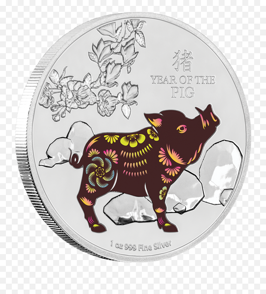 The Pig 2019 1oz Silver Coin - 1 Oz Lunar Silver Coins Pig Emoji,Emoji Lunar New Year Golden Pig