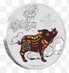 The Pig 2019 1oz Silver Coin - 1 Oz Lunar Silver Coins Pig Emoji,Emoji Lunar New Year Golden Pig