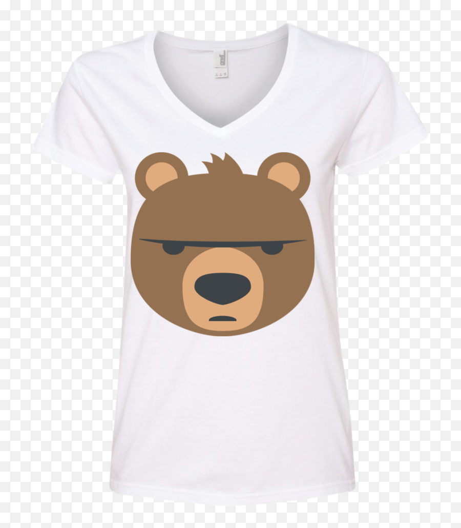 Download Big Bear Emoji Ladies V Neck - Short Sleeve,Bear Emoji