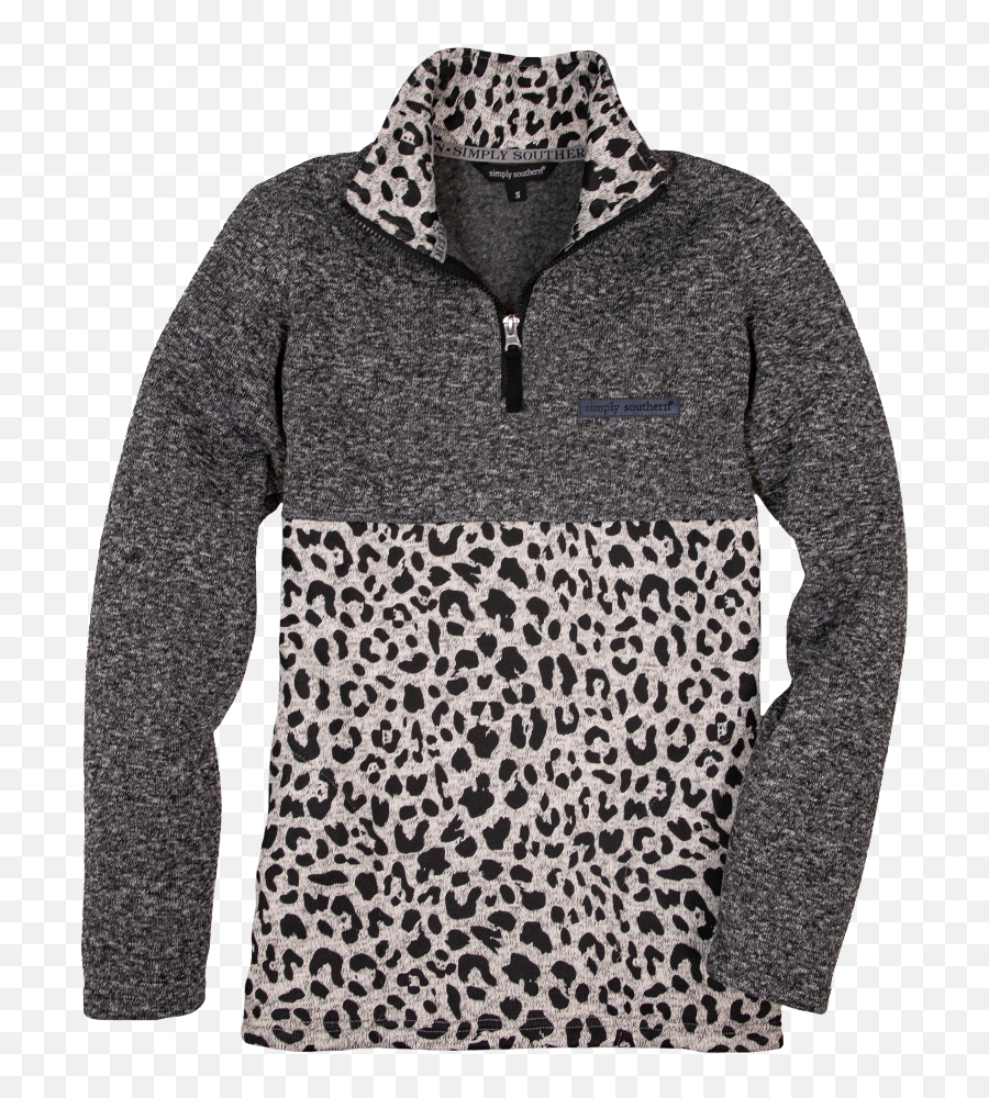 Simply Southern Quarter Zip Leopard Gray Emoji,Emojis Fleece