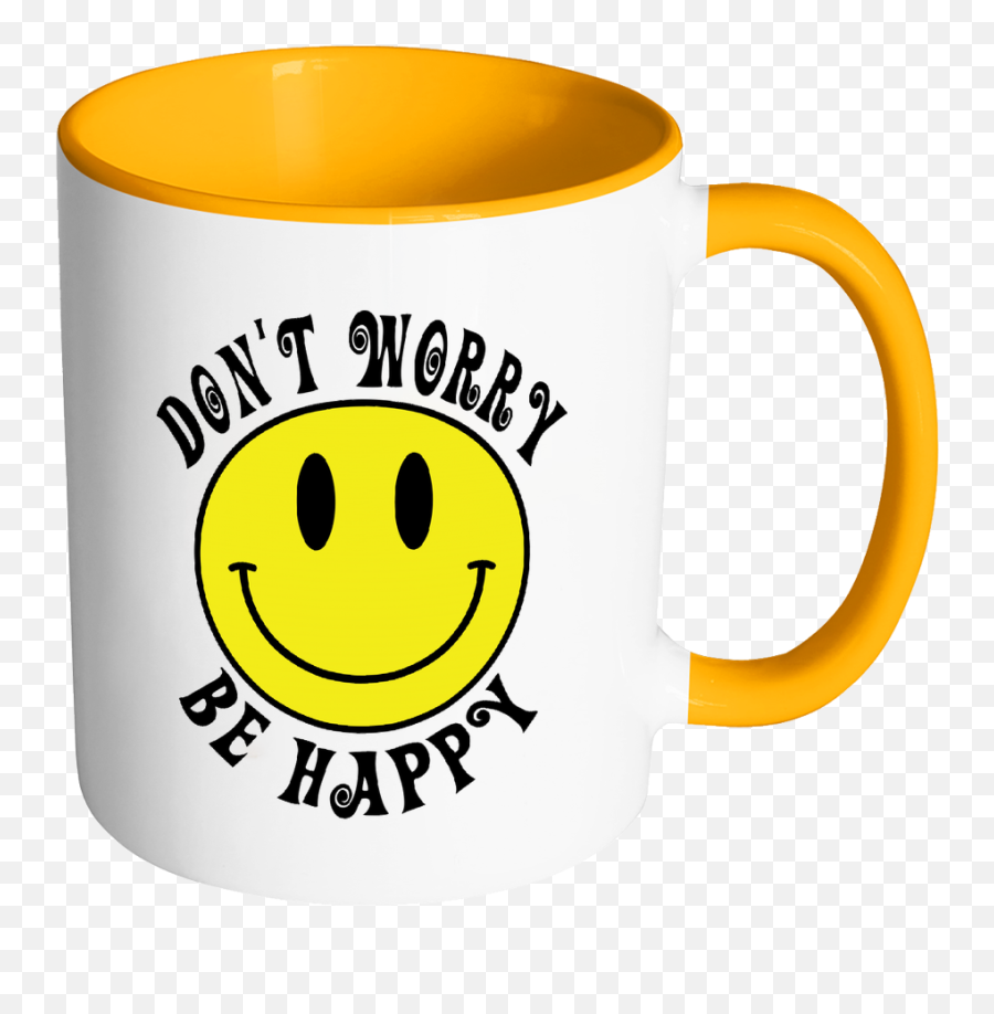 Retro Donu0027t Worry Be Happy Smiley Face Color Accent Coffee - Magic Mug Emoji,Don't Know Emoticon