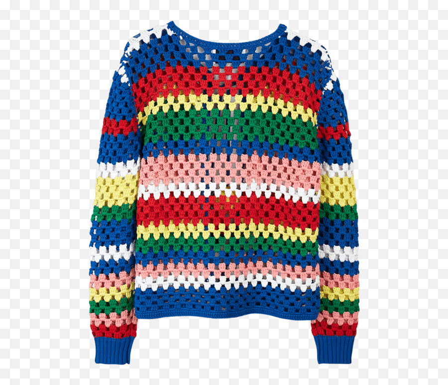 Rainbow Stripe Crochet Knit Cardigan - Long Sleeve Emoji,Knit Emoji