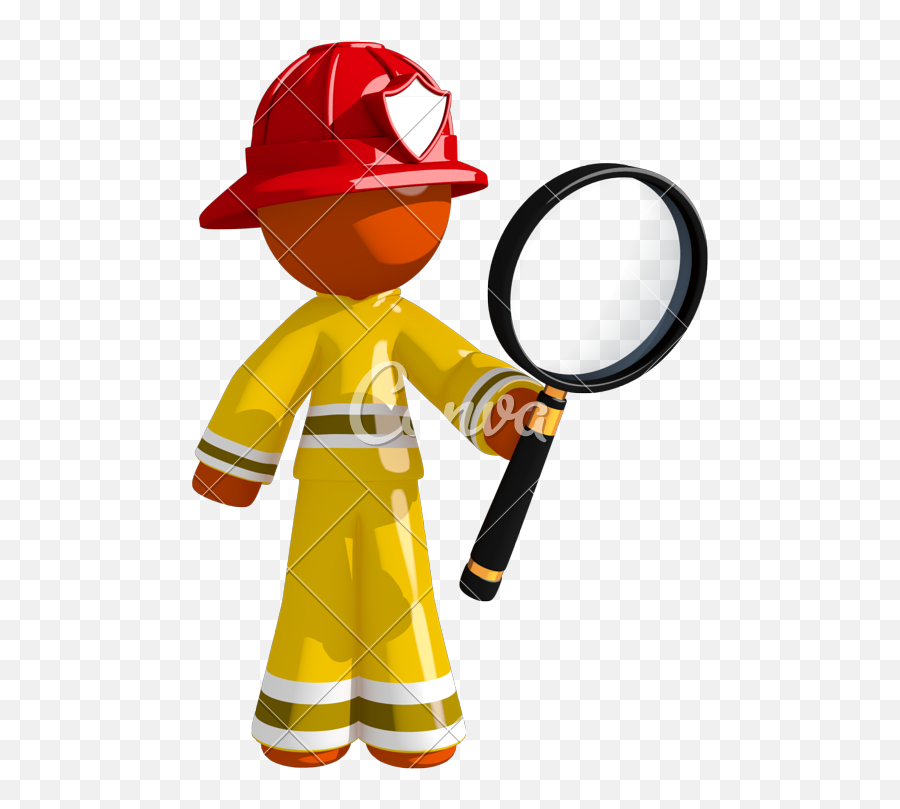 Orange Man Firefighter Looking Through - Stock Photography Emoji,Emoji Pen Man Ship