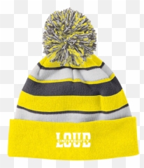 Striped Beanie With Pom - Hat Emoji,Alien Emoji Beanie