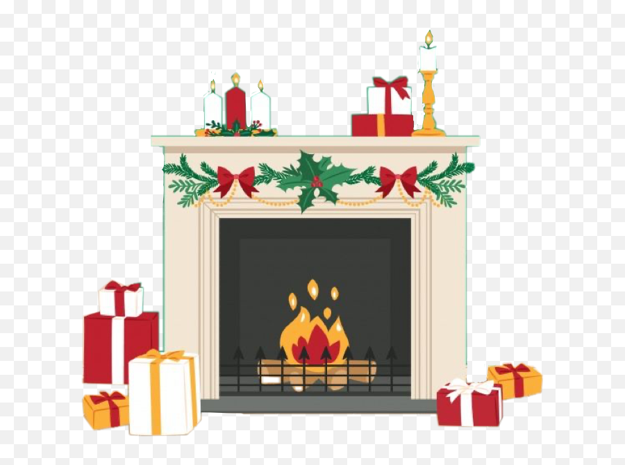 Fireplace Noel Christmas Cheminee Sticker By Leaaqlf - Vector Fire Place Png Emoji,By The Fireplace Emoji