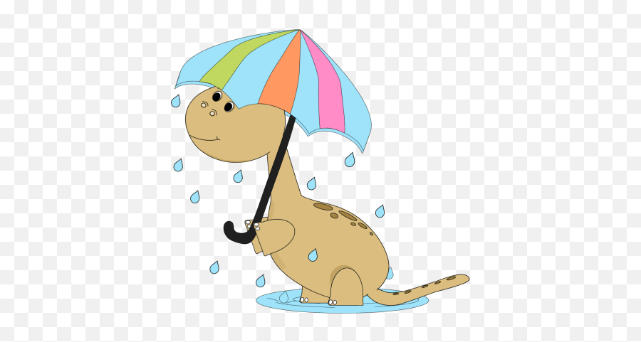 Dinosaur In The Rain Clip Art - Dinosaur With Umbrella Clipart Emoji,Rain Emojis Downloadable