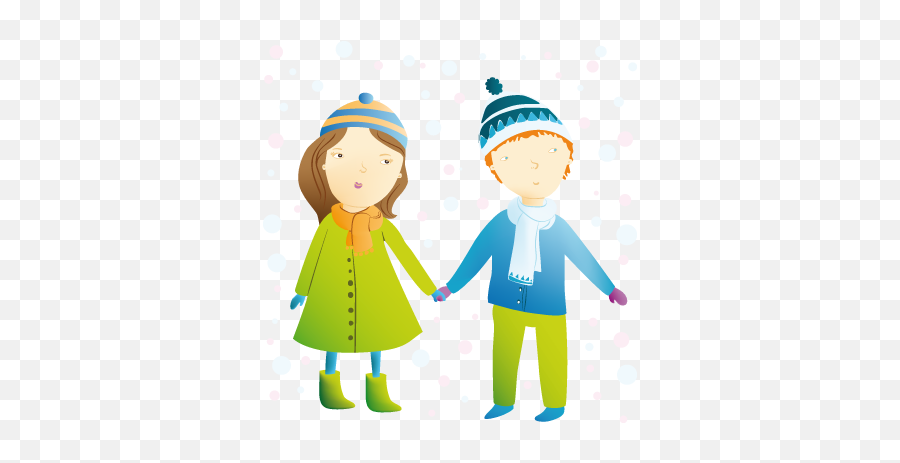 Children In The Snow Sticker - Snow Vector Emoji,Girls Holding Hands Emoji