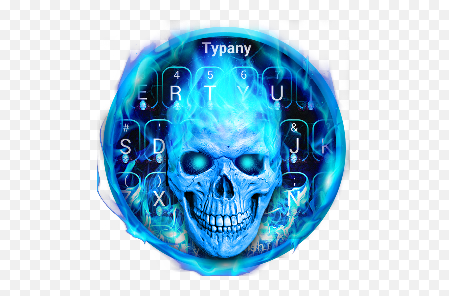 Fire Blue Flaming Skull Keyboard Theme 31 Apk Download - Scary Emoji,Galaxy S7 Fire Emoji