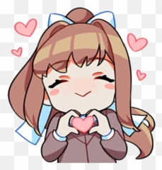 Monika Ddlc Sticker Line Literature Club Literature Anime - Discord Heart Emoji Anime,Doki Doki Literature Club Emojis
