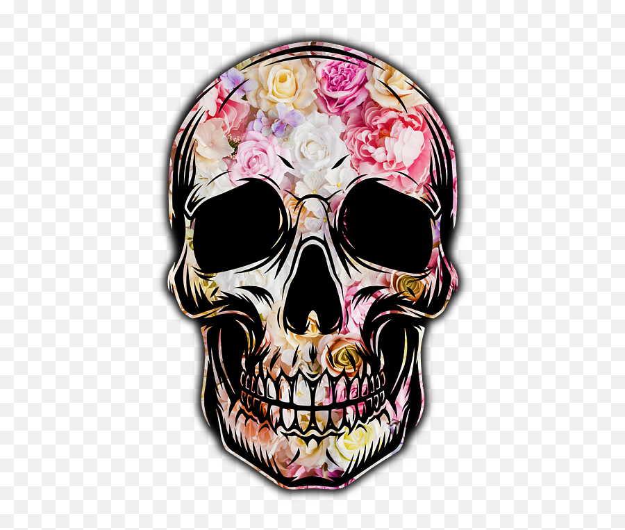 Skull Flowers Floral T - Shirt Puzzle For Sale By Tony Rubino Emoji,Skull Bones Emoticon