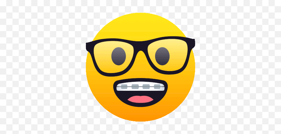 Nerd Face Joypixels Gif - Nerdface Joypixels Nerdylook Emoji Face With Braces,Braces Emoji