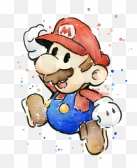 Mario Watercolor Fan Art Kids T - Shirt Mario Characters In Watercolor Emoji,Mario Emoticon 1 Up