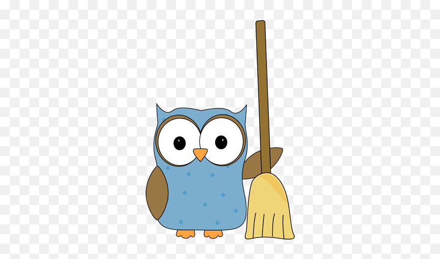 Owl With A Broom Clip Art - Owl With Broom Clipart Emoji,Broom Emoji