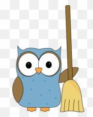 Owl With A Broom Clip Art - Owl With Broom Clipart Emoji,Broom Emoji