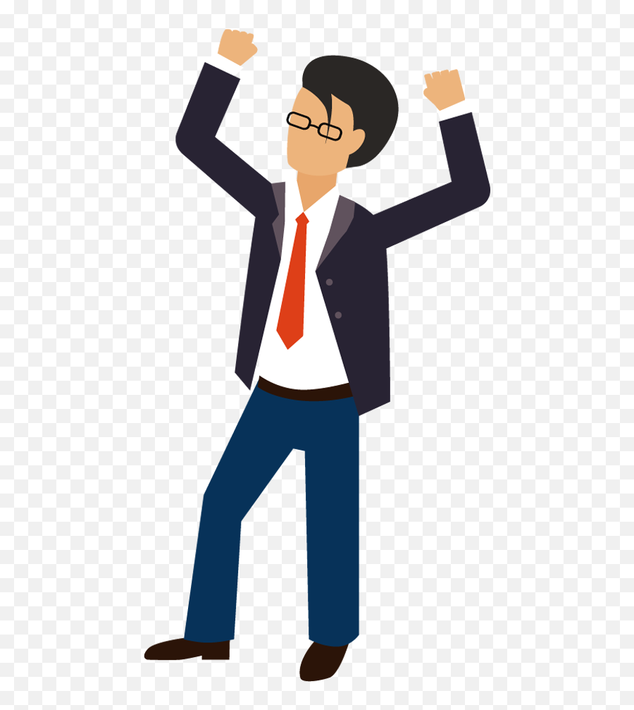 Excited Clipart Business - Man With Hands Up Transparent Person With Hands Up Clipart Emoji,Hand Up Emoji Girl Light With Dark Hair