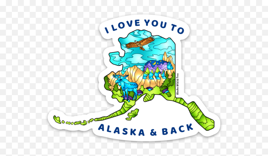 Alaska - I Love You To Alaska And Back State Sticker Emoji,The I Love You Sign Emoticon