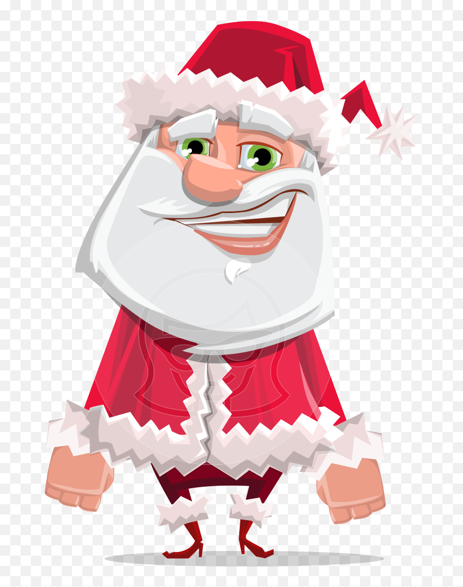 Santa Claus Cartoon Flat Vector - Santa Animation With Laptop Emoji,Santa Emotions
