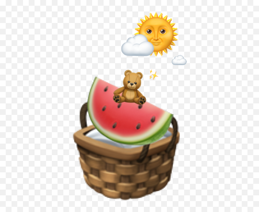 Cute Sunshine Picnic Bucket Sticker By Rqrubybyjen - Emoji Iphone Cesta,Melon Emoji Sticker