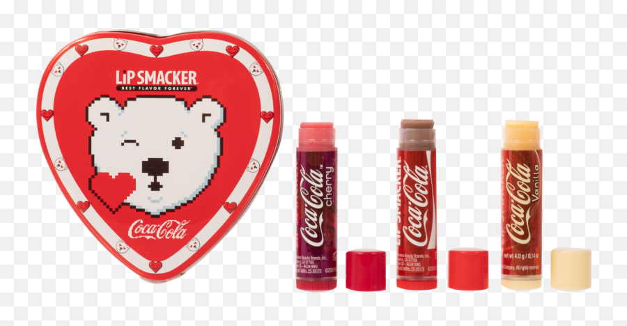 Coca - Cola 3 Piece Lip Balm Tin Lip Smacker Coca Cola Tin Lip Smackers Emoji,Heart Shaped Mickey Emoji