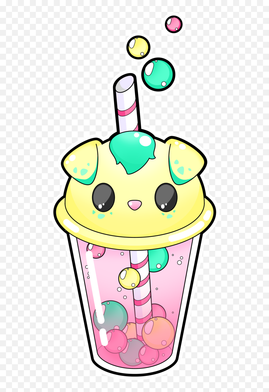 Kawaii Cute Drink Tea Bubble Puppy Sticker By Leaf - Kawaii Tekenen Eten En Drinken Emoji,Kawaii Tea Set Emoji
