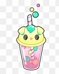 Kawaii Cute Drink Tea Bubble Puppy Sticker By Leaf - Kawaii Tekenen Eten En Drinken Emoji,Kawaii Tea Set Emoji