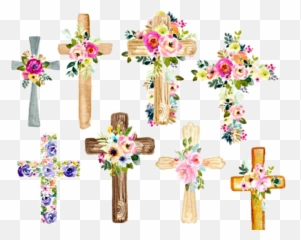 Watercolor Crosses Cross Sticker By Oliviayeargin - Jesus Cross Flowers Png Emoji,Religious Cross Emoji