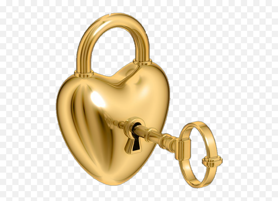 Gold Heart Lock Key Sticker By Amanda - Gold Heart Lock Emoji,Lock Emoji Png