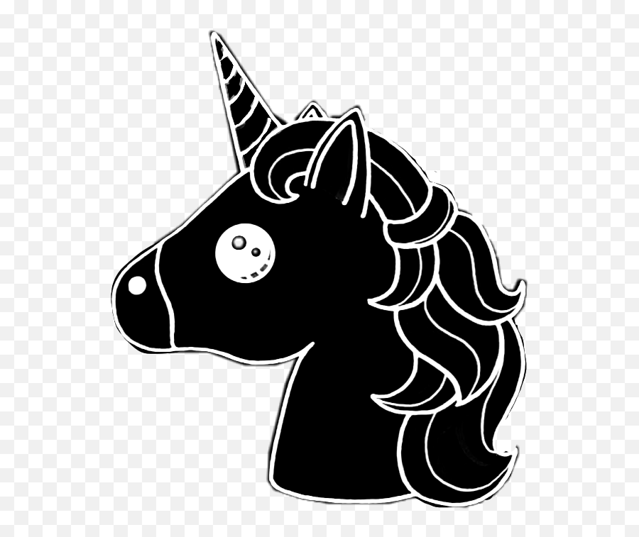 Unicorn Emoji Blackandwhjte Sticker By Lydia - Fictional Character,Food Emoji Coloring Pages