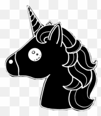 Unicorn Emoji Blackandwhjte Sticker By Lydia - Fictional Character,Food Emoji Coloring Pages