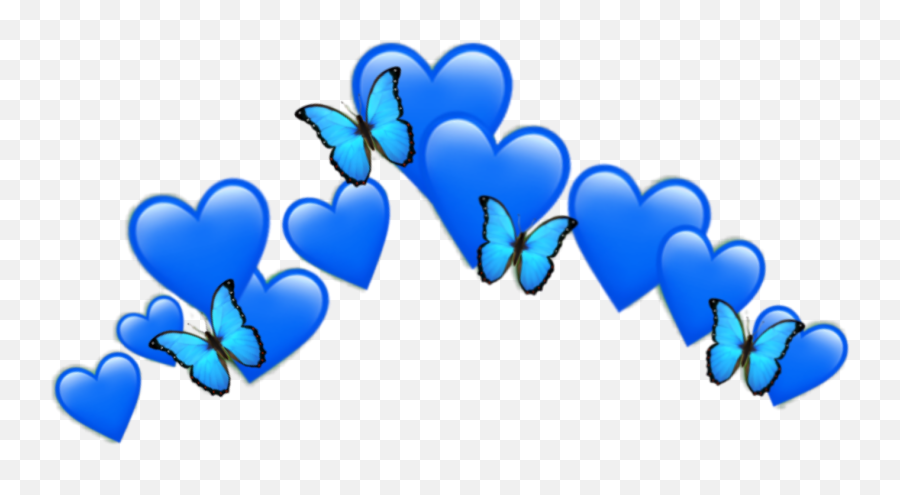 Heart Butterfly Emoji Crown Blue - Emoji,Butterfly Emoji Png