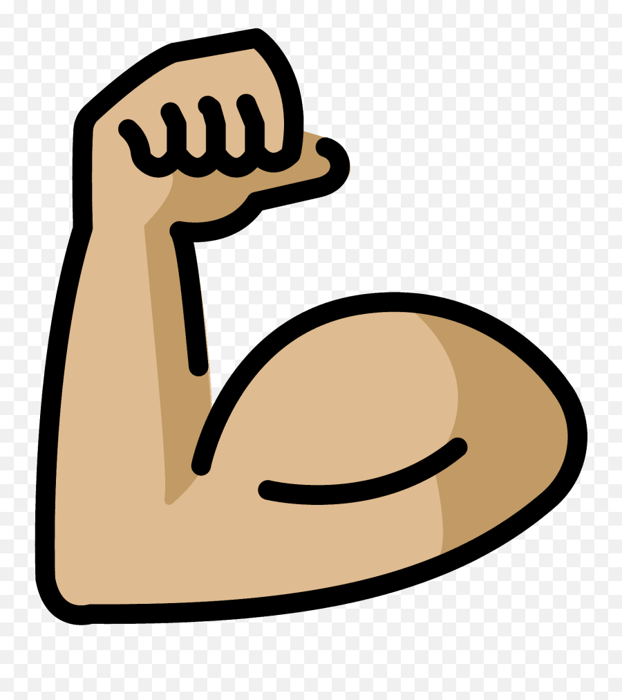 Flexionado Con Tono De Piel Claro Medio - Flexed Biceps Emoji Png,Emoji Hombros Encogidos