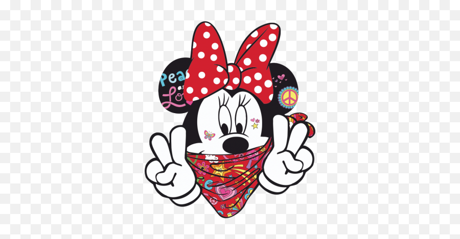 Download Mickey Arts Illustration - Minnie Mouse Peace Sign Png Emoji,Mickey Minnie Mouse Emoticon