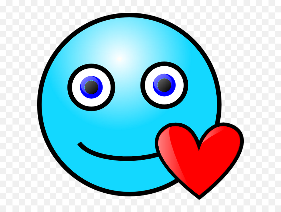 Ei Smiley Bleu Avec Un Cœur Rouge - Émoticône Clipart Smiley Love Emoji,Emoji Coeur