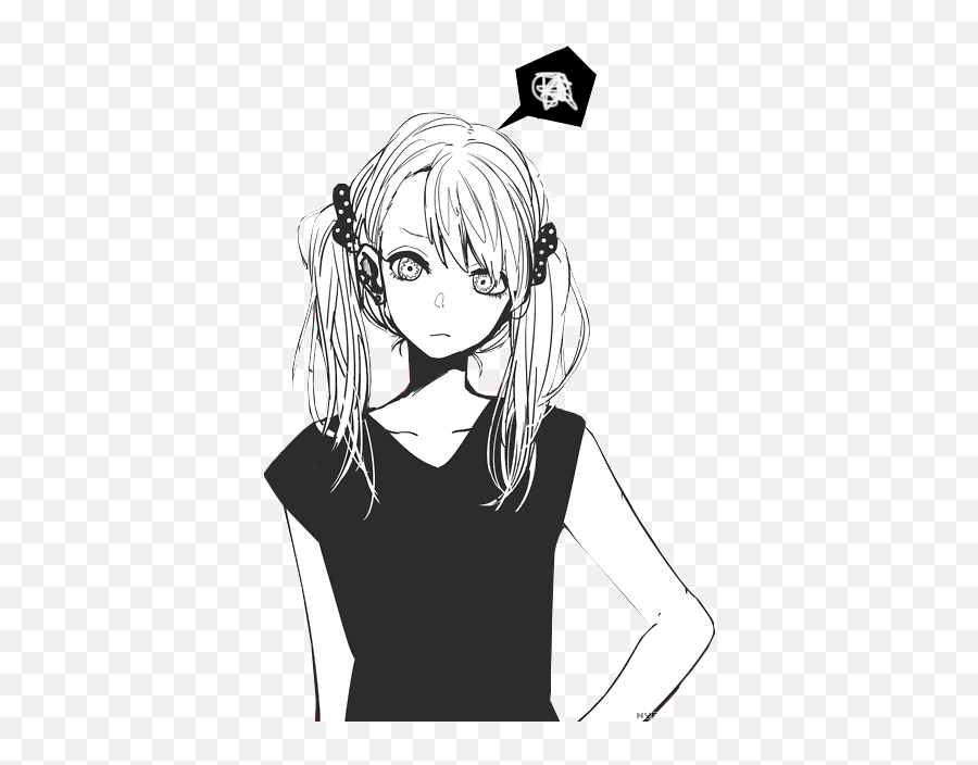 Irritated Anime Girl - Transparent Black And White Anime Gif Emoji,Anime Girl Emotions