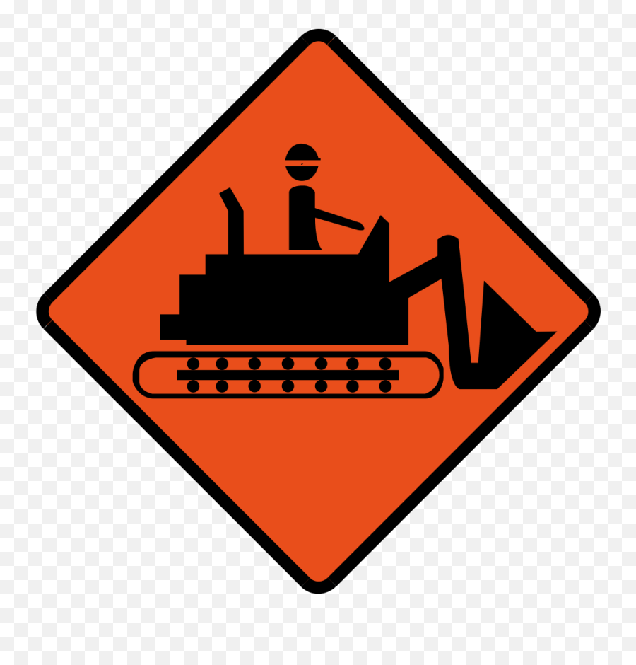 Png Road Signs Heavy Equipment Free - Traffic Signage Near Heavy Equipment Emoji,Construction Equipment Emoji