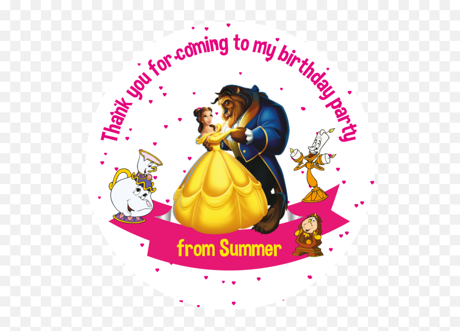 Party Box Stickers U2013 Partywraps - Beauty And The Beast Birthday Stickers Emoji,Beauty And The Beast Emojis