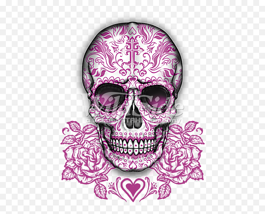 Tribal Skull Png - Pink Sugar Skull Emoji,Skeleton Gun And Knife Emoji
